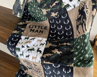 Green camo soft minky baby blanket