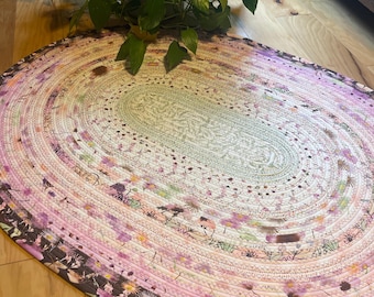 Floral Jelly Roll Throw Rug: Soft Pink & Green, 30"x40"