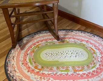Handmade Jelly Roll Rug, Peach Tree Colors, Throw Rug (31"x41")