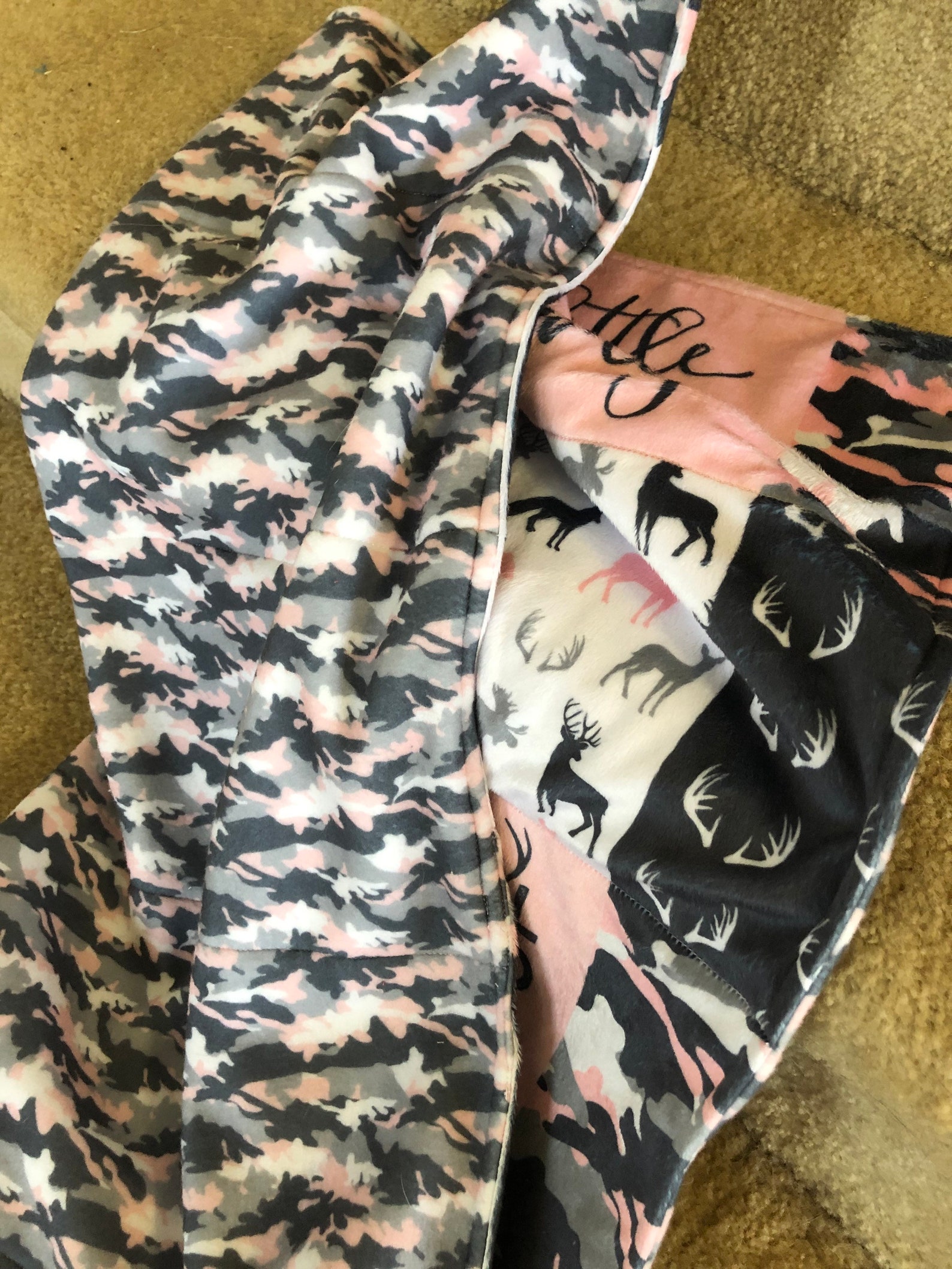 Pink camo minky soft baby blanket Etsy