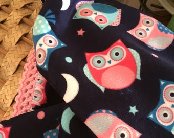 Minky soft owls with a crocheted edging