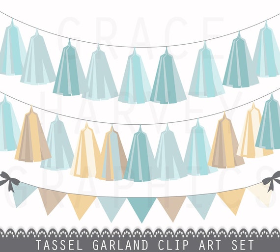 Tassel Garland And Bunting Banner Clip Art Instant Download Etsy