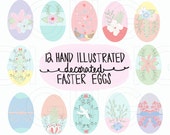 Easter Clip Art, Easter Egg Clip Art, Easter Egg INSTANT download PNG EPS, Easter Commercial Use, Decorated Easter Eggs, Hand Illustrated