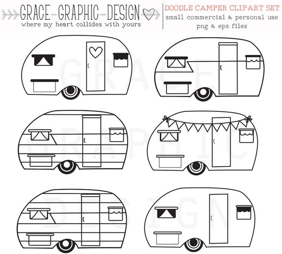 camper clipart retro camper clipart vector clipart etsy