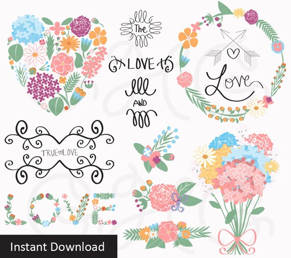 Items similar to Flower Digital Clip Art, Wedding, INSTANT download ...