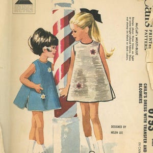 1960er Jahre Helen Lee Little Girls Kleid mit Bloomers McCall&#39;s 6793 Vintage Schnittmuster Größe 6 Brust 24 NO TRANSFER Schnitt komplett
