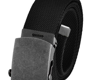 Build A Belt Men's Classic Antique Silver Slider 1.5" Wide Buckle with Canvas Web belt