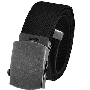 Build A Belt Men&#39;s Classic Antique Silver Slider 1.5&quot; Wide Buckle with Canvas Web belt