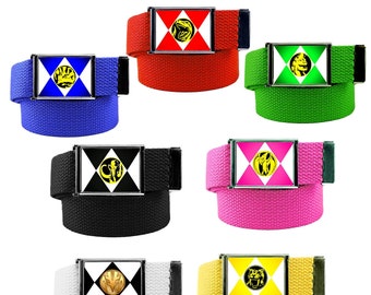 Build A Belt Adult Power Ranger Buckle 1.25" Wide with Canvas Web Belt