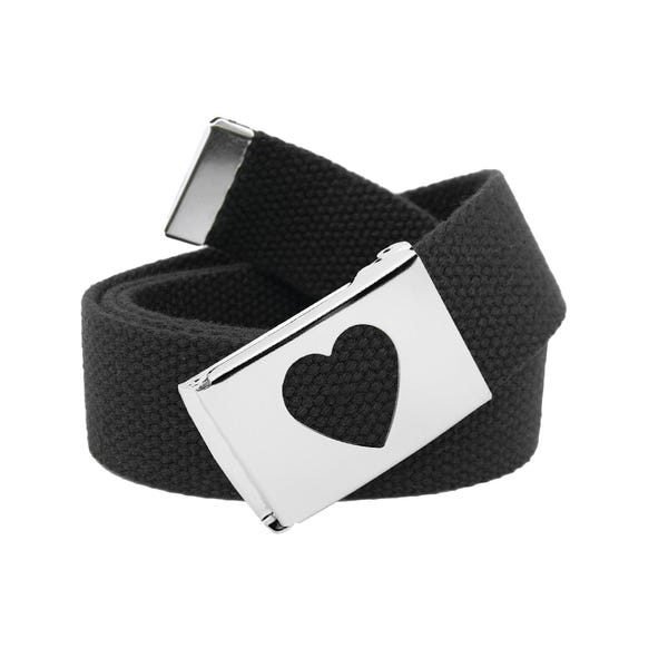Build A Belt Adult Heart Flip Top 1.25" Wide Buckle with Canvas Belt