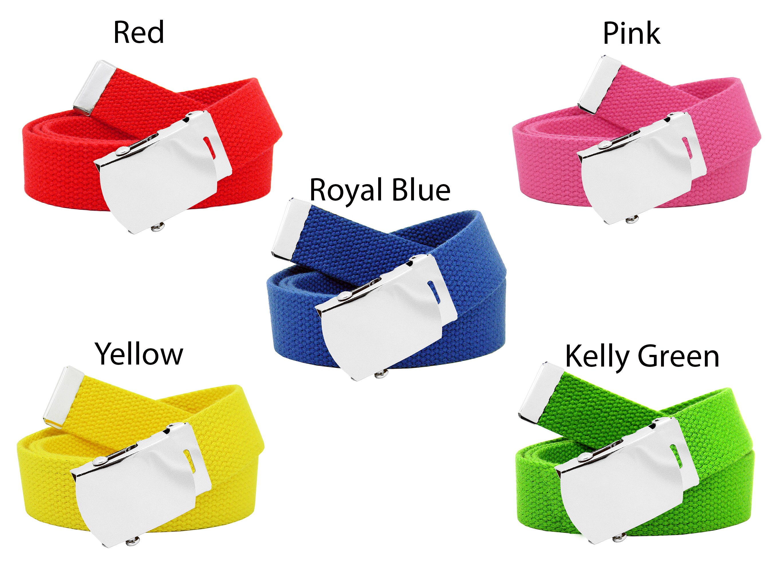 Girl's Star Silver Flip Top School Uniform Belt Buckle With Canvas Web Belt Large Glitter Teal