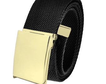 Build A Belt Herren Gold Flip Top 1,5 "Breite Schnalle mit Canvas Web Gürtel