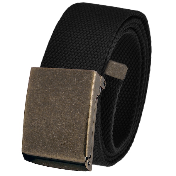 Build A Belt Men's Antique Gold Flip Top 1.5" Wide Buckle with Canvas Web belt