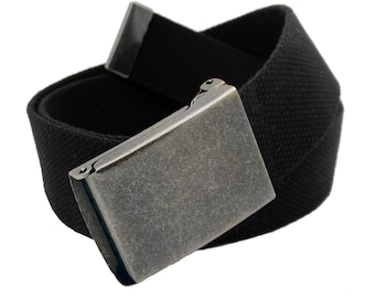 Bauen Sie einen Gürtel Herren Antique Silver Flip Top 1,25 "Breite Schnalle mit Canvas Web Gürtel