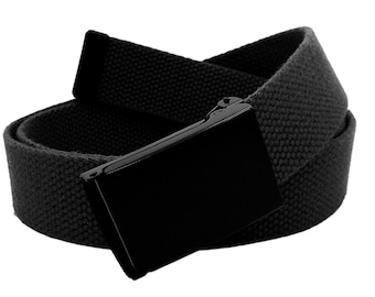 Build A Belt Men's Black Flip Top 1.25" Belt Buckle with Canvas Web belt