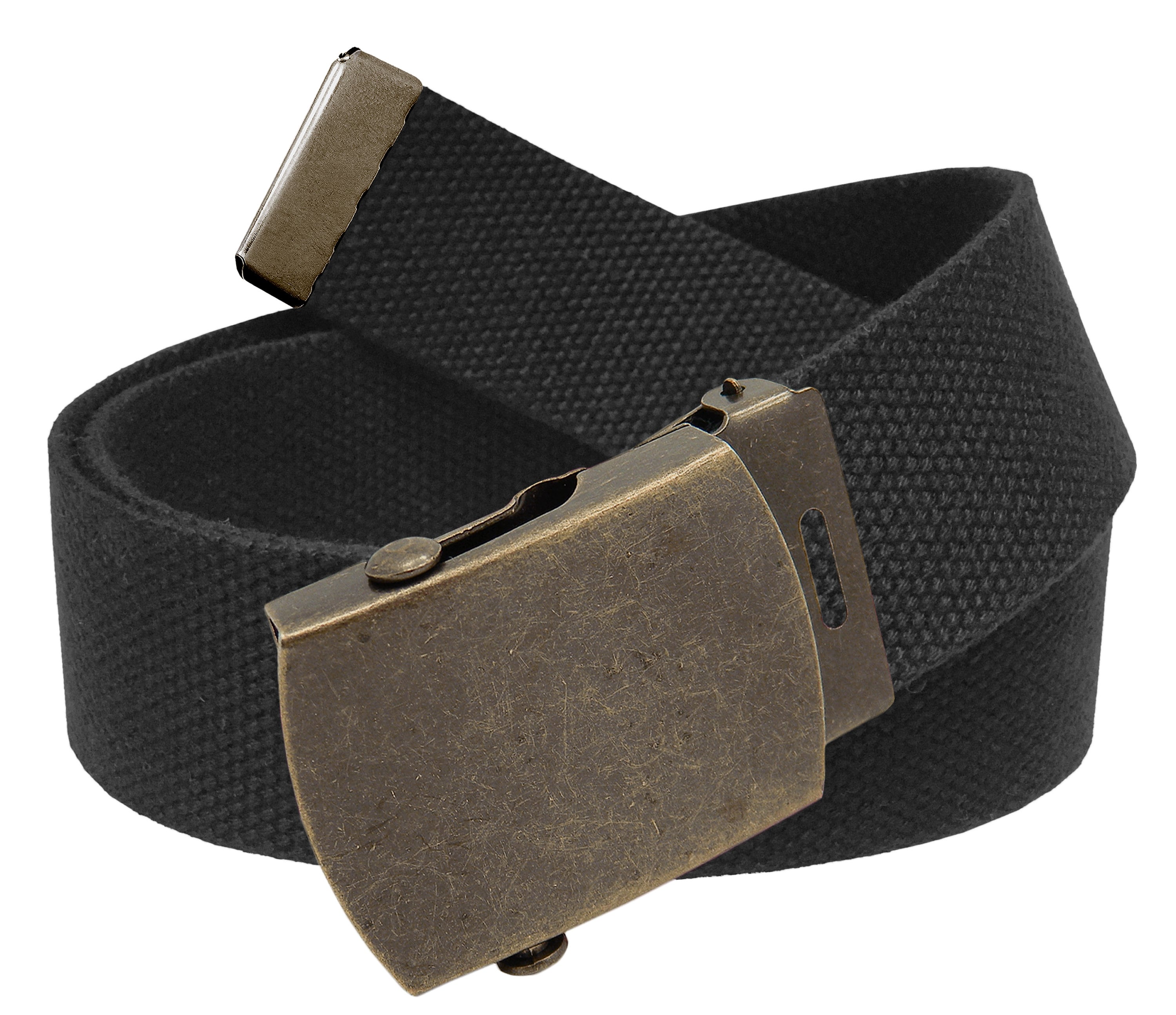 Men's Classic Silver Slider Military Belt Buckle with Canvas Web Belt Small  Black 