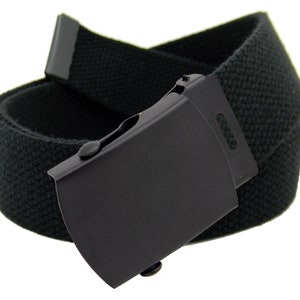 Build A Belt Men&#39;s Classic Black Slider Buckle 1.25&quot; Wide with Adjustable Canvas Web belt