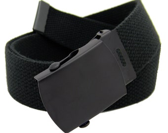 Build A Belt Men's Classic Black Slider Buckle 1.25" Wide with Adjustable Canvas Web belt