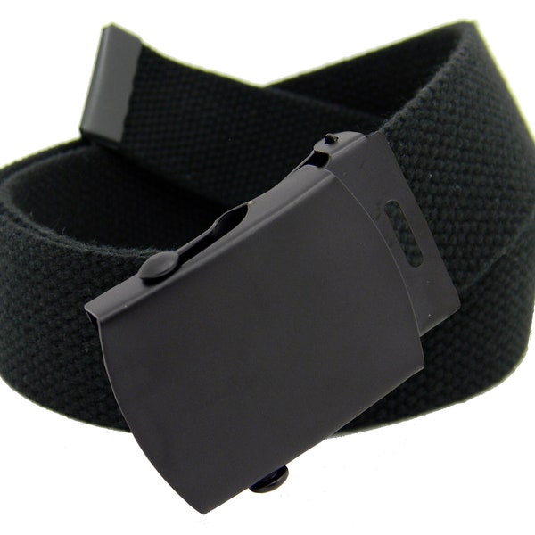 Build A Belt Men's Classic Black Slider Buckle 1.25" Wide with Adjustable Canvas Web belt