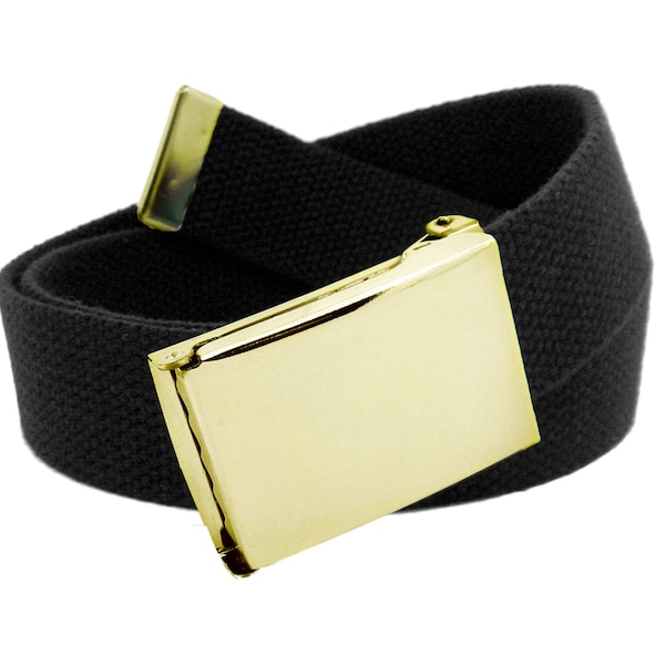 Build A Belt Men's Gold Flip Top 1.25" Wide Buckle with Canvas Web belt