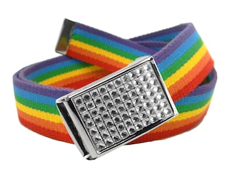 Bauen Sie einen Gürtel Kid's Clear Strass Flip Top 1,25 "Breite Schnalle mit Canvas Web Gürtel