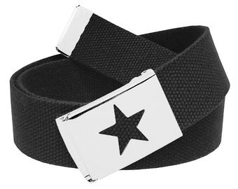 Build A Belt Kid's Star Silver Flip Top 1.25" Wide Buckle with Canvas Web belt