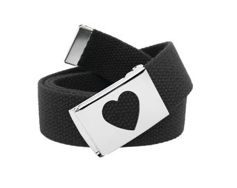 Build A Belt Kid's Heart Flip Top 1.25" Wide Buckle with Canvas Belt