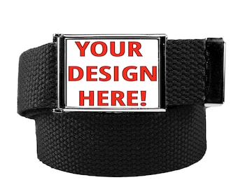 Build A Belt: Men's Design Your Own Buckle with Your Image or Text, Includes a Canvas Web Belt