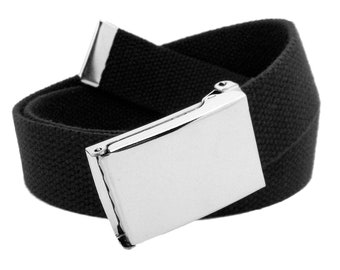 Build A Belt Men's Silver Flip Top 1.25" Wide Buckle with Canvas Web belt