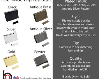 Build A Belt Replacement 1.50" Wide Military Style Buckles with Matching Belt Tip