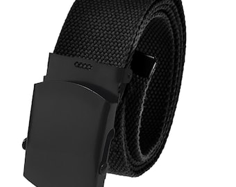 Build A Belt Men's Classic Black Slider 1.5" Wide Buckle with Canvas Web belt