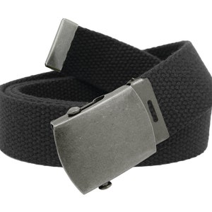 Build A Belt Men&#39;s Classic Antique Silver Slider 1.25&quot; Buckle with Adjustable Canvas Web belt