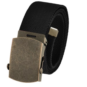 Build A Belt Herrbälte i klassiskt antikguld med 3,8 cm brett spänne och kanvasväv