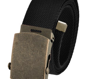 Bauen Sie einen Gürtel Herren Classic Antique Gold Slider 1,5 "Breite Schnalle mit Canvas Web Gürtel