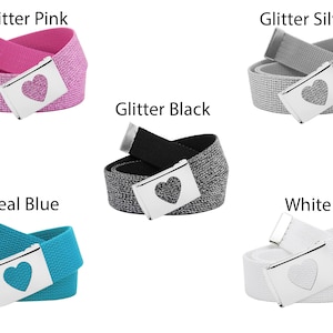 Build A Belt Kid&#39;s Heart Flip Top 1.25&quot; Wide Buckle with Canvas Belt