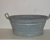 French Antique Zinc Basin, Small Oval Champagne or wine cooler, ice bucket or planter Jardiniere Home or Garden decor Bucket