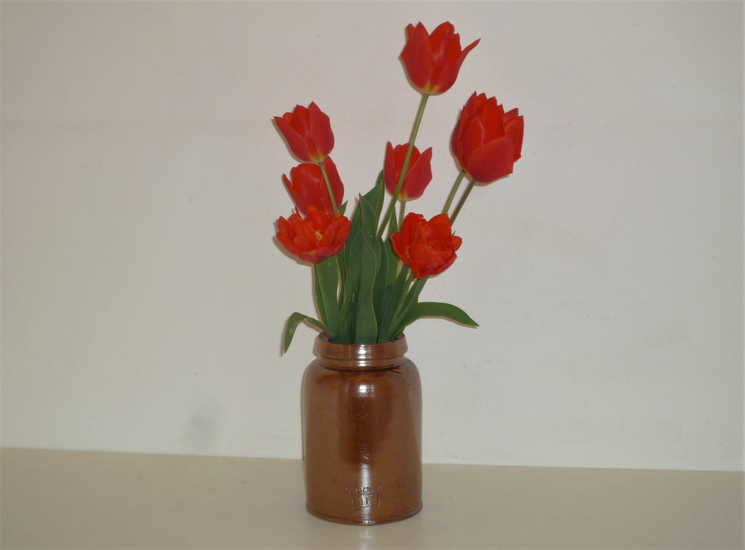 Early 1900 Vintage French Salt Glazed Stoneware Jar, 1 L Preserving Vase Or Pot Height 7 Inches. 5 A