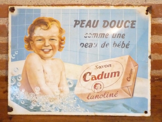 Rare Vintage Porcelain Enamel Advertising Sign For French Soap Etsy