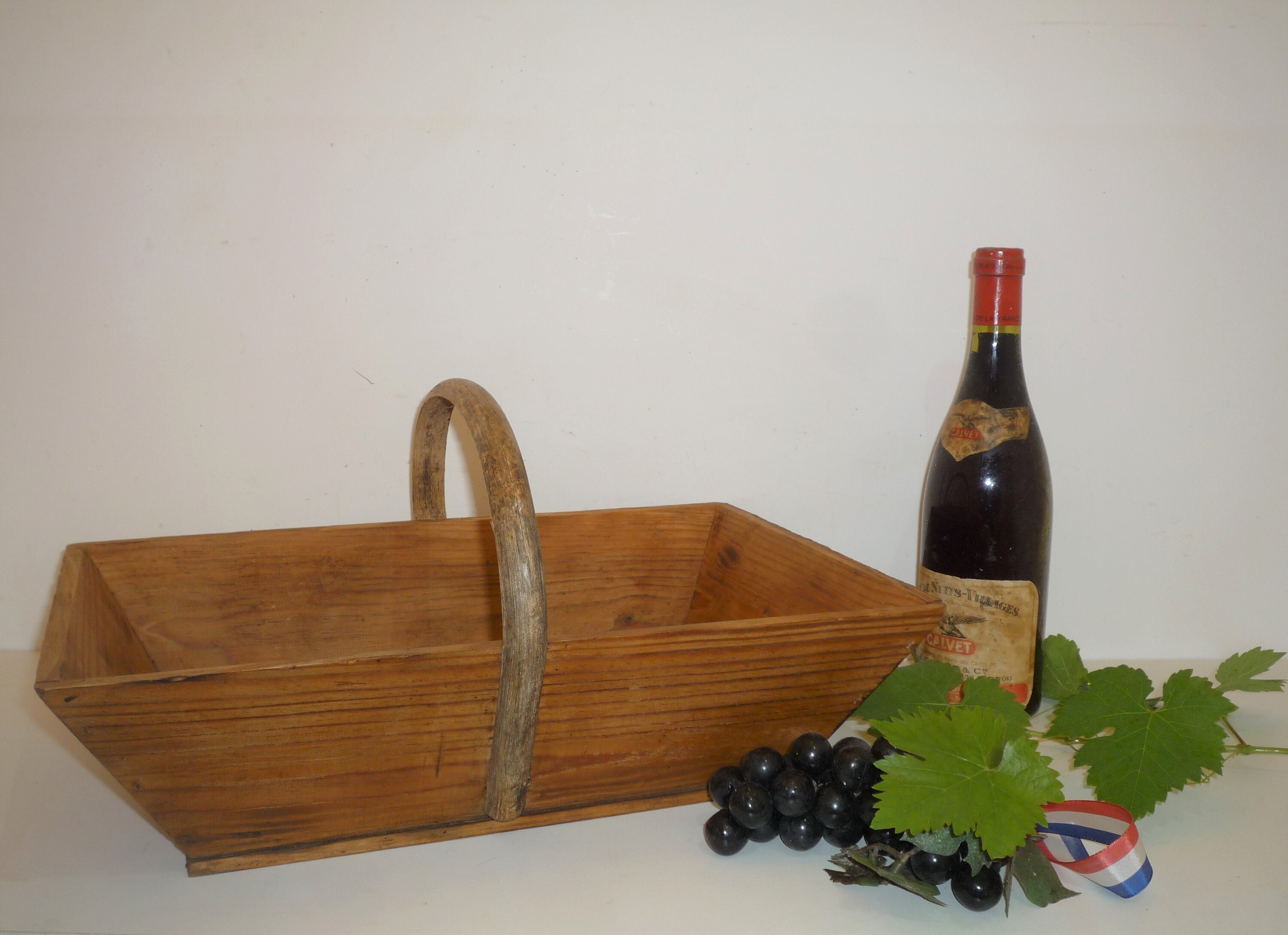 Ancien Panier de Vendanges en Bois Vigne Vin Bourgogne