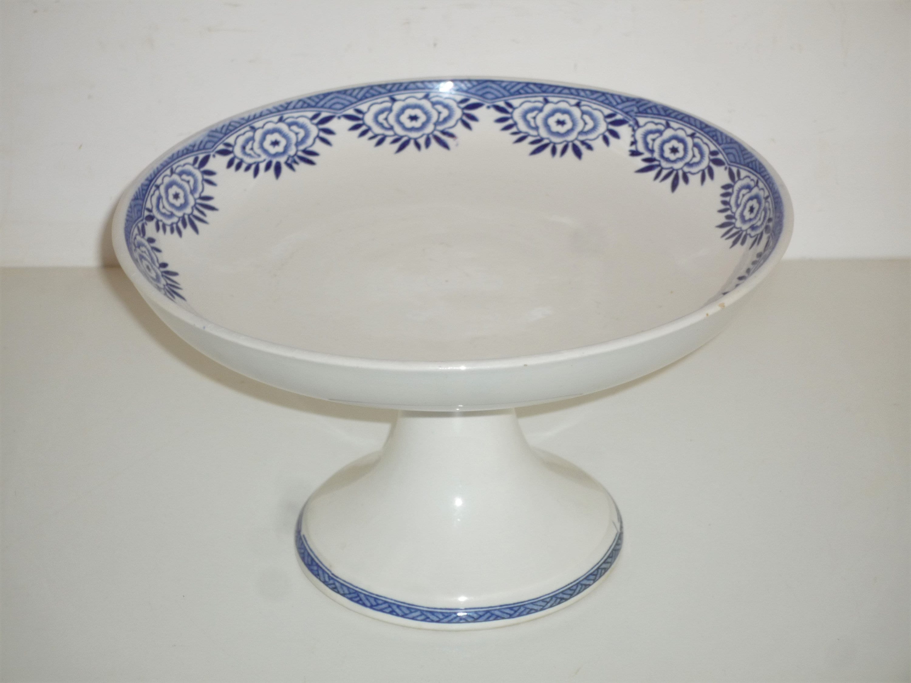 Compotier Ancien en Terre de Fer Bleu et Blanc Service Capri Par Digoin Sarreguemines Pour Casino