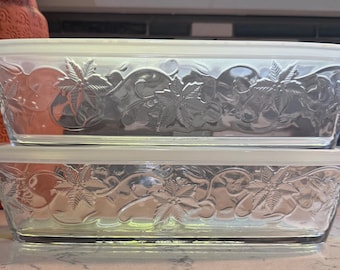 Princess House Fantasia Vintage Crystal Covered Oval Servr/Storage containers, set of two