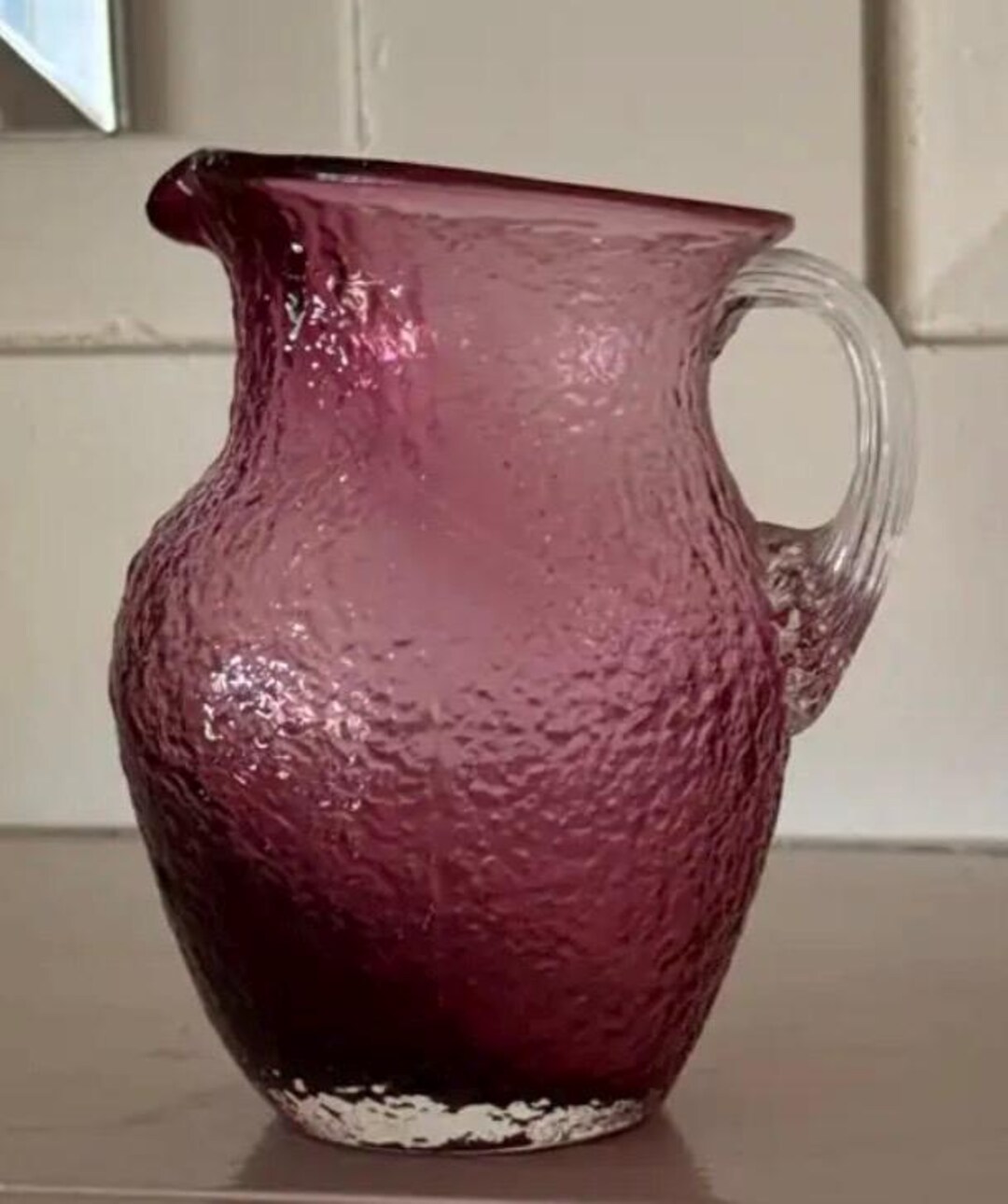 Amf Pitcher Vintage Cranberry Glass Creamer Pitcher W/applied Handle - Etsy