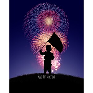 Fireworks Silhouette Digital Backdrop