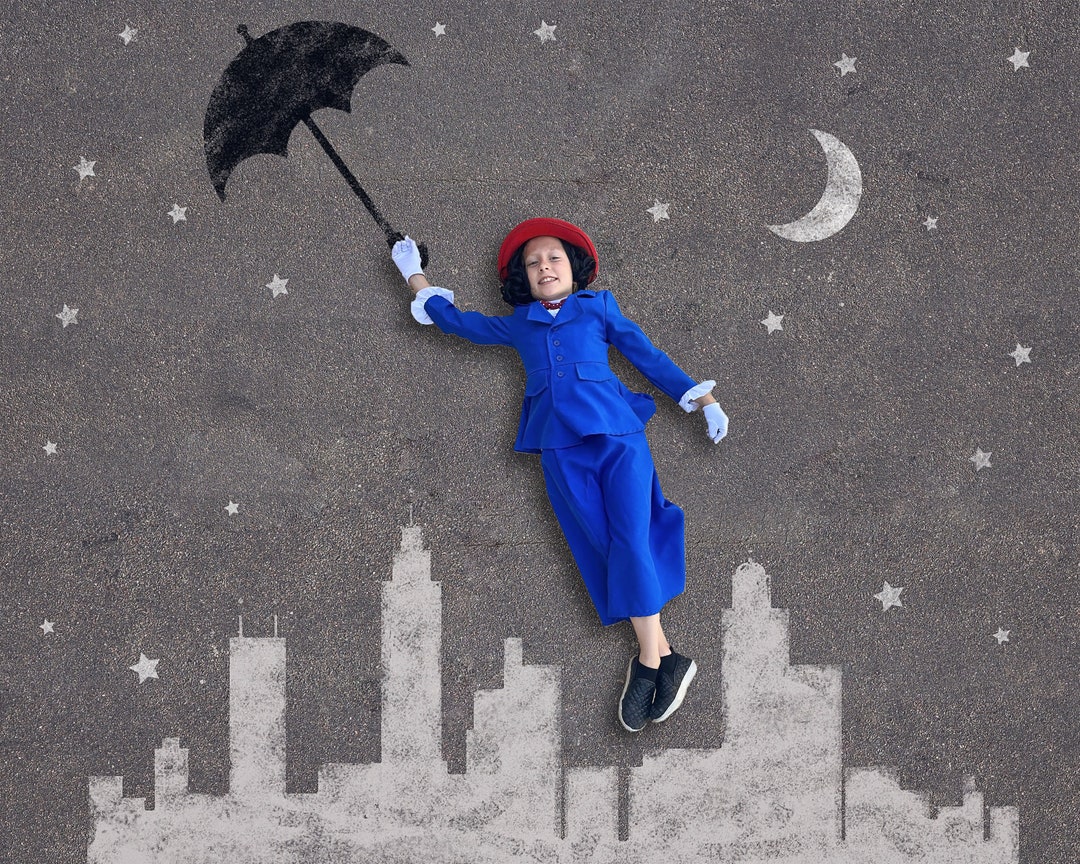 Mary Poppins Sidewalk Chalk Digital Backdrop Etsy