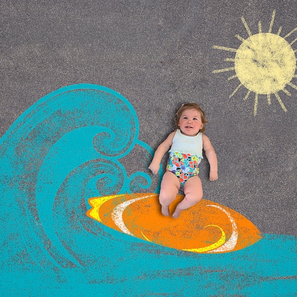 Cenário digital Surfing Sidewalk Chalk