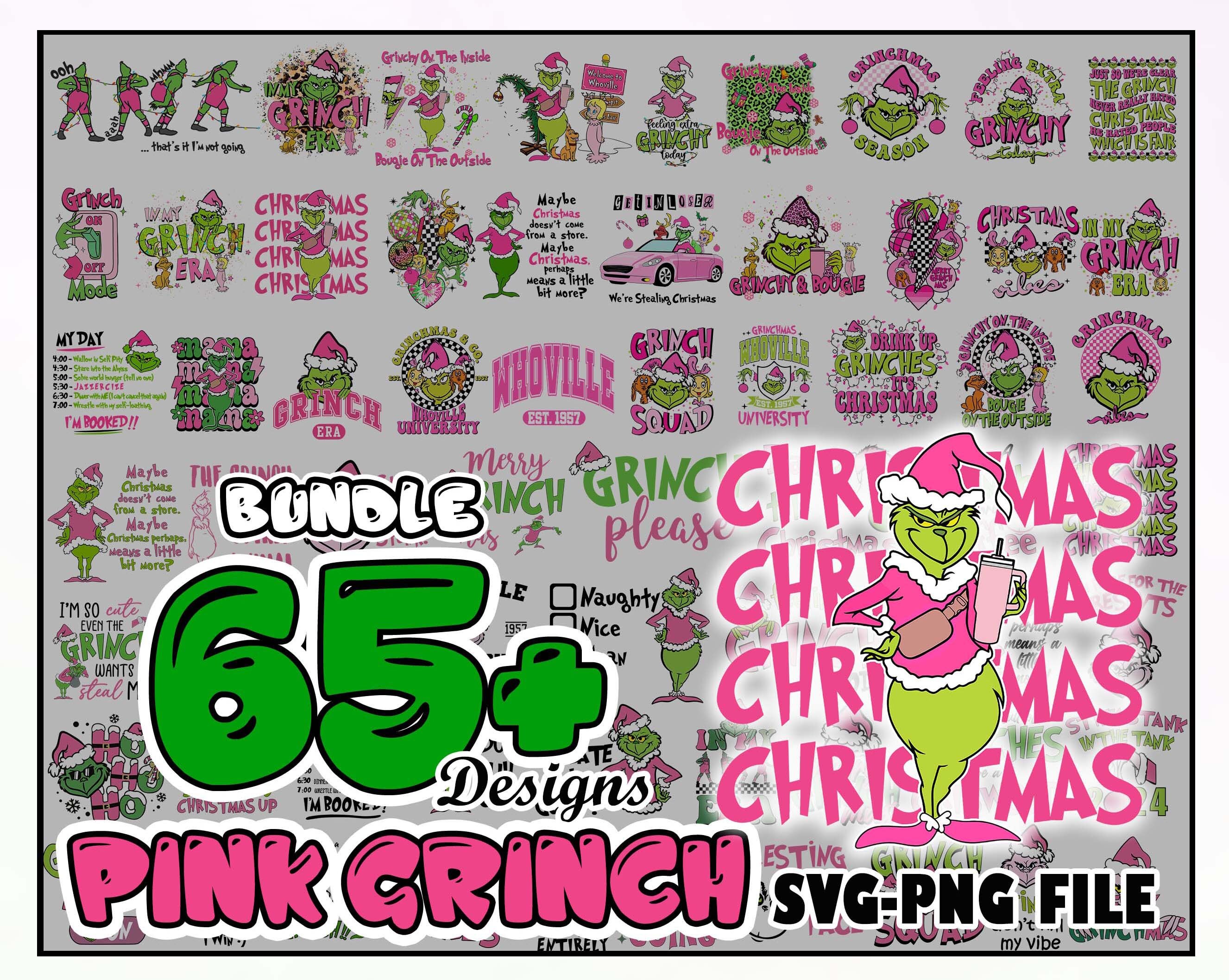 Retro Pink Grinch Christmas PNG Bundle Pink Christmas Png Etsy