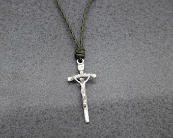 Papal Crucifix Necklace - Adjustable Paracord