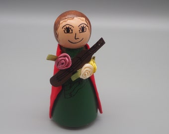 Saint Cecilia wooden peg doll