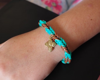 2 Custom Color Rainbow Loom Fishtail Bracelet with 4 way cross