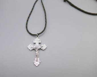 Pardon Silver Crucifix Necklace - Adjustable Paracord